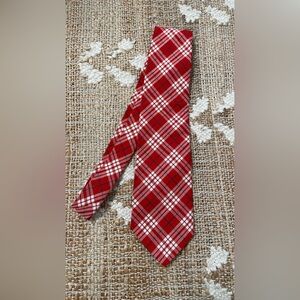 Vintage Red Green Plaid USA Made Abercrombie & Fitch Holiday Christmas Tie 1980s
